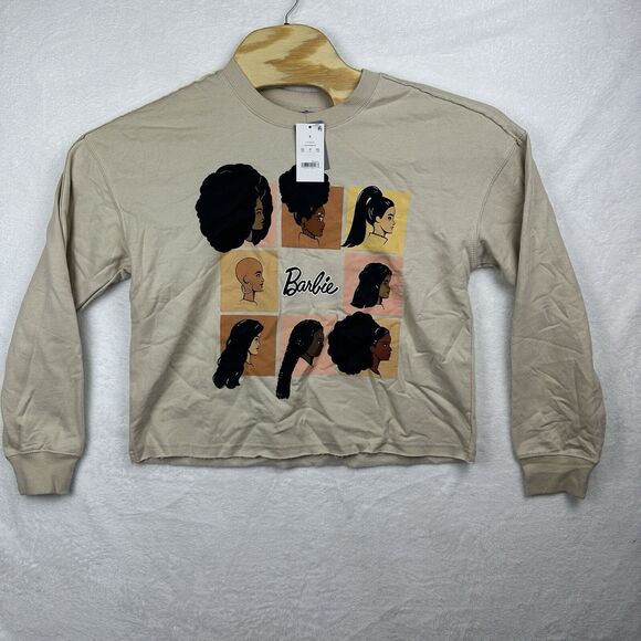 Barbie Sweater Women’s Small Tan Pullover Long Sleeve Sweatshirt - Picture 1 of 13
